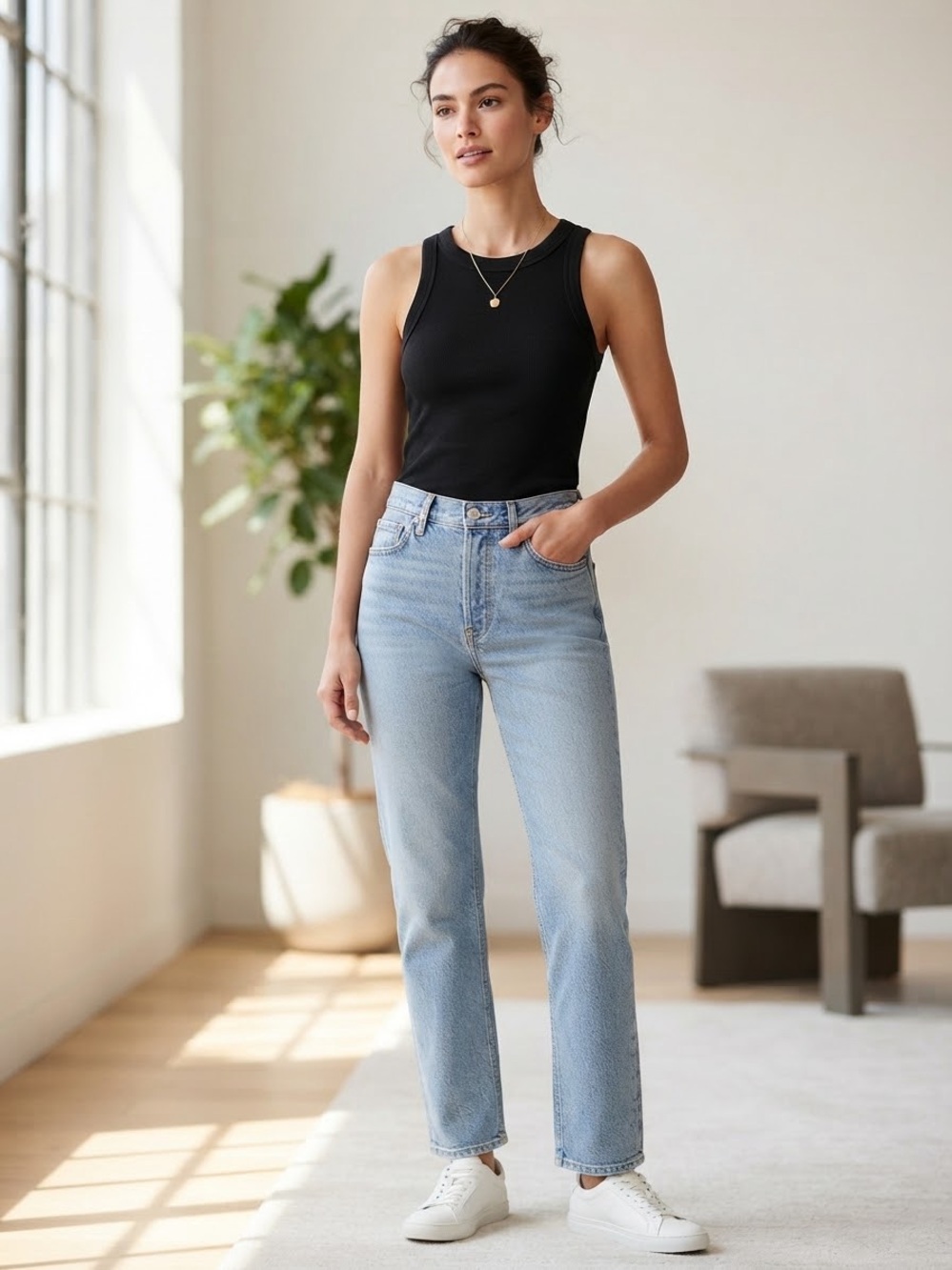 🖤 Banana Republic Black Ribbed Crewneck Tank Top (XS Petite) ✨